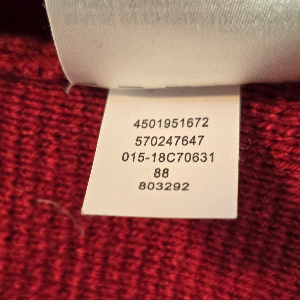 Chicos Red Knit Cardigan Jacket Gold Button‎ Embellished Sz 1 - Picture 12 of 16
